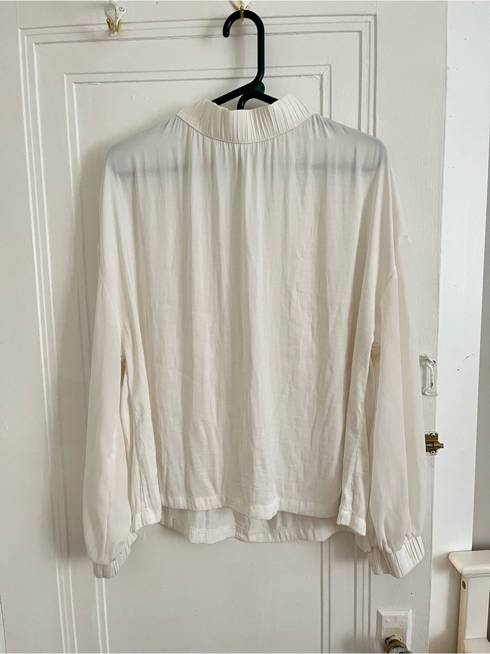 Prologue Cream Pleated Mock Neck Long-Sleeve Blouse
